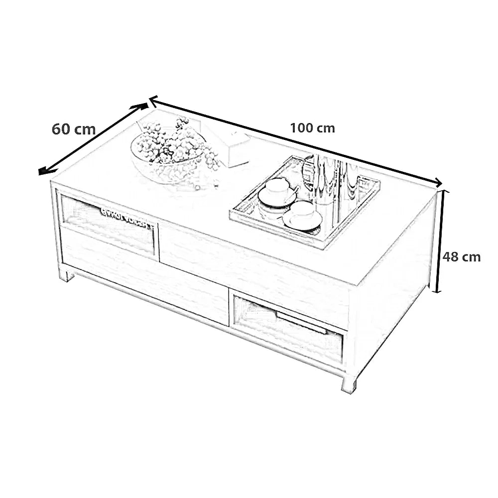 ترابيزة قهوة ام دي اف، 100*60*48 سم