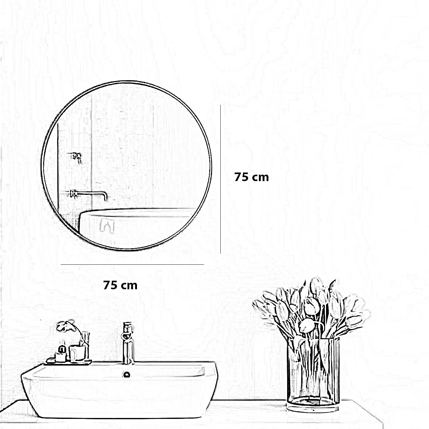 مرايا بإطار معدن، 75*75 سم