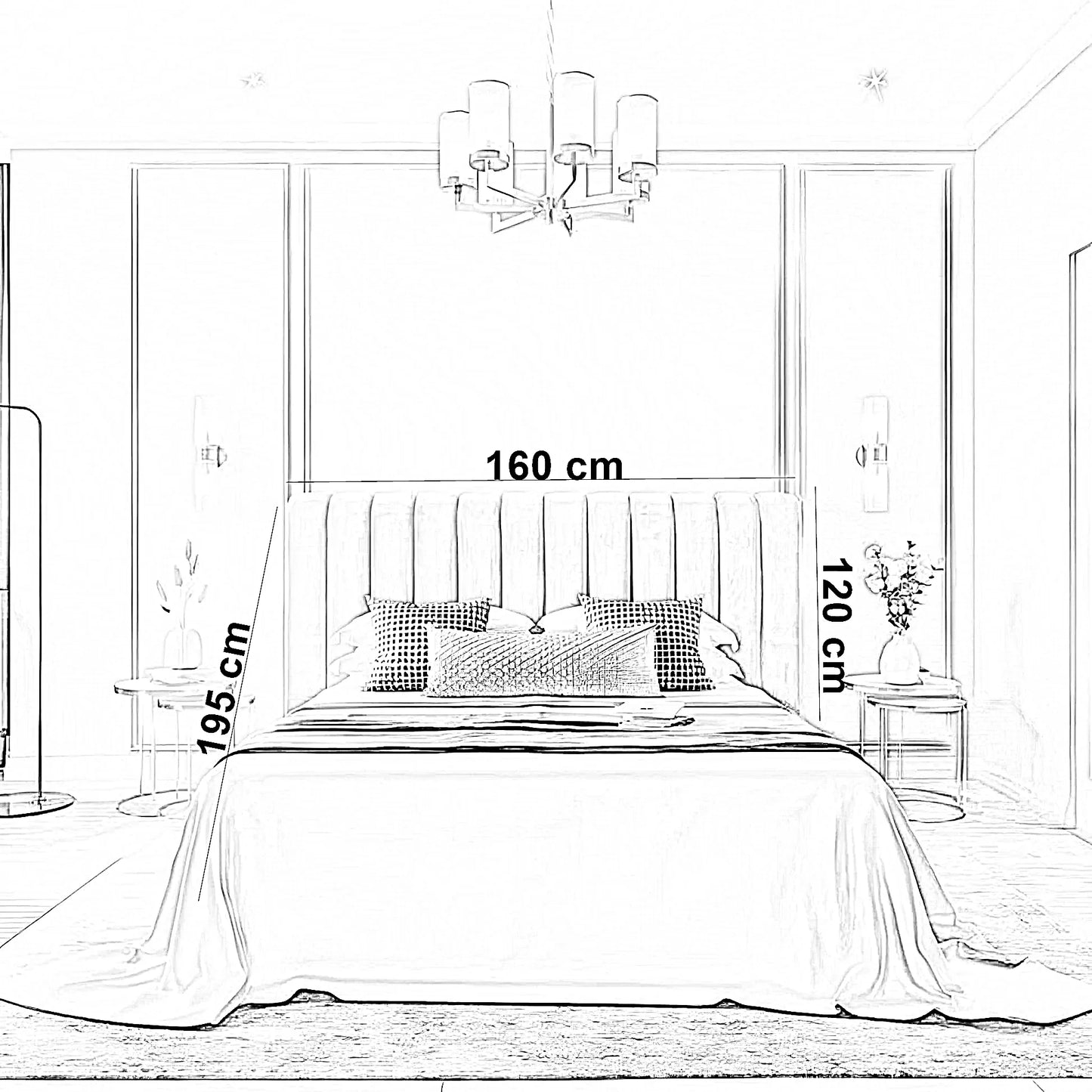 سرير كينج خشب موسكي، 160*195*120 سم