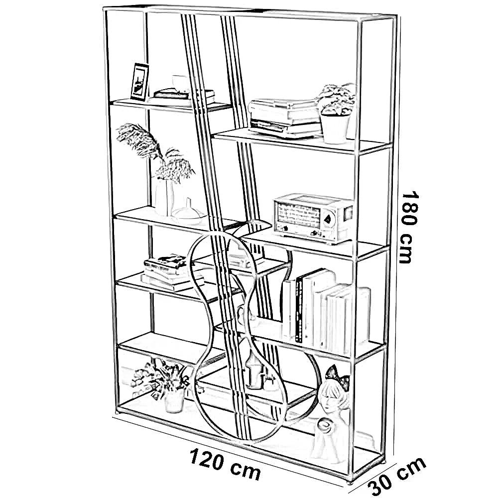 وحدة أرفف ستيل و ام دي اف، 120*30*180 سم