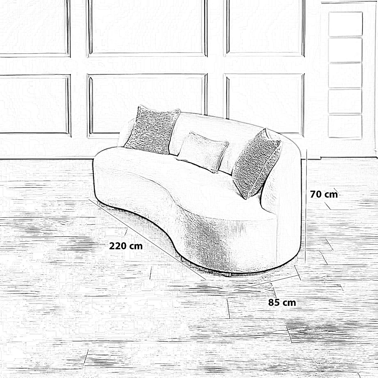 كنبة خشب طبيعي، 220*85*70 سم