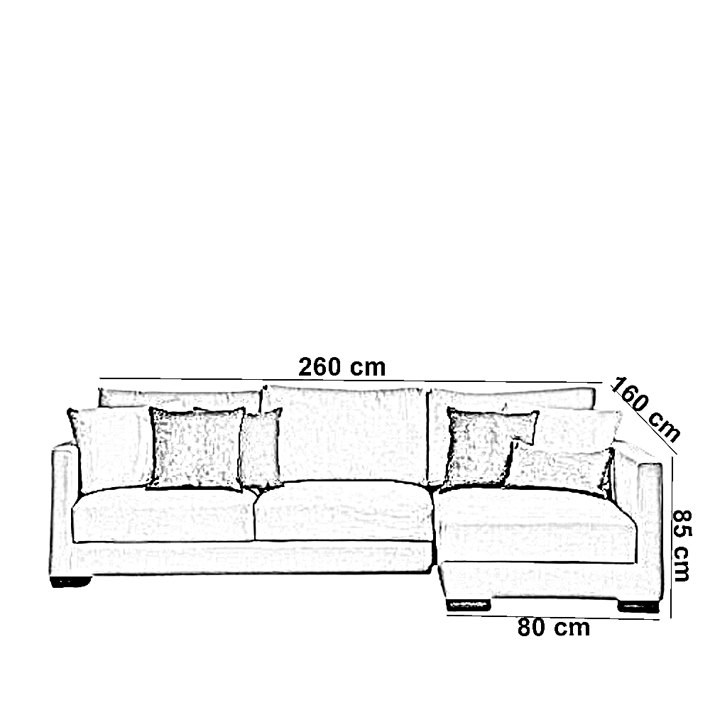 ركنة خشب زان، 260*160*85 سم