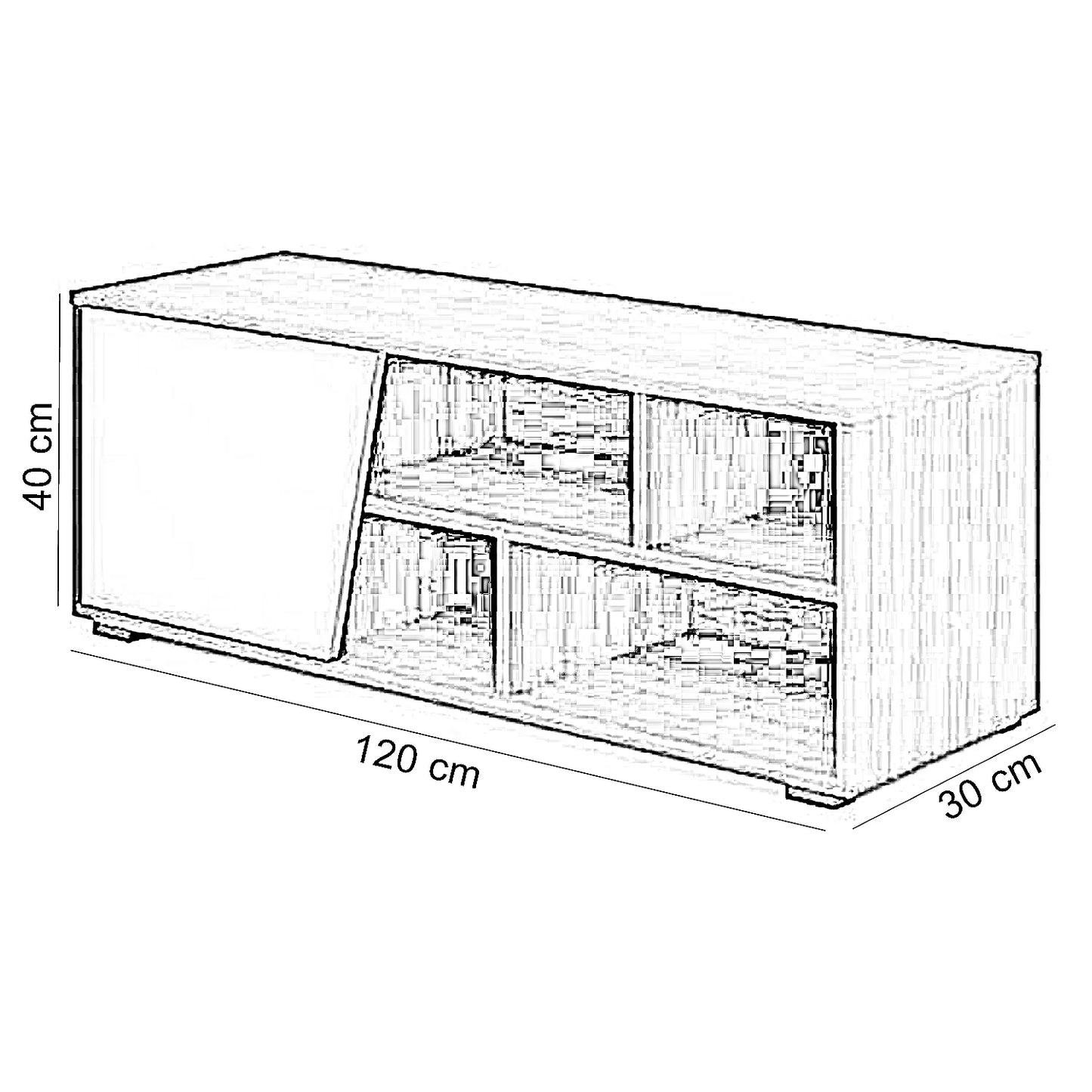 ترابيزة تليفزيون خشب ام دي اف، 120*30*40 سم