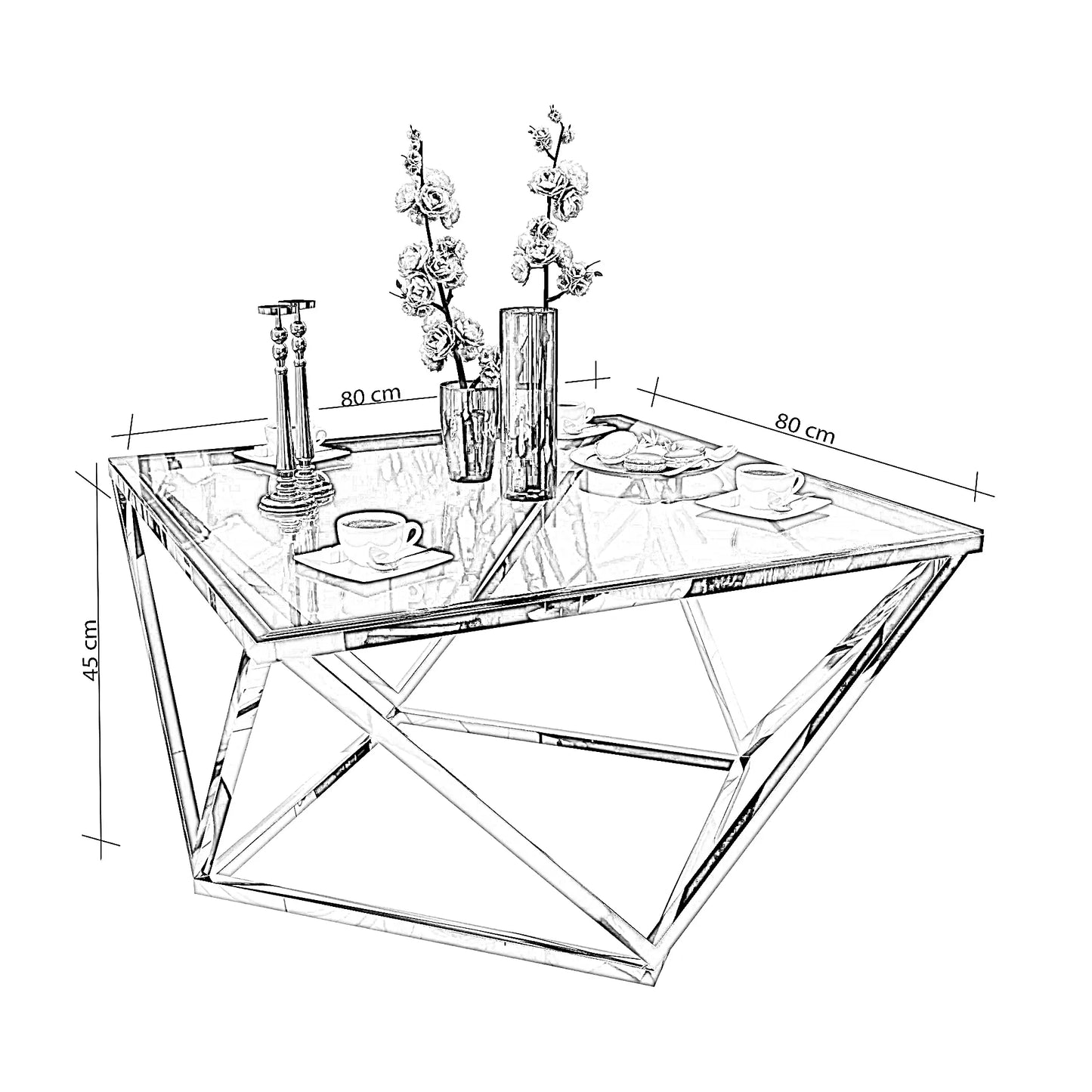 ترابيزة قهوة ستيل، 80*80*45 سم
