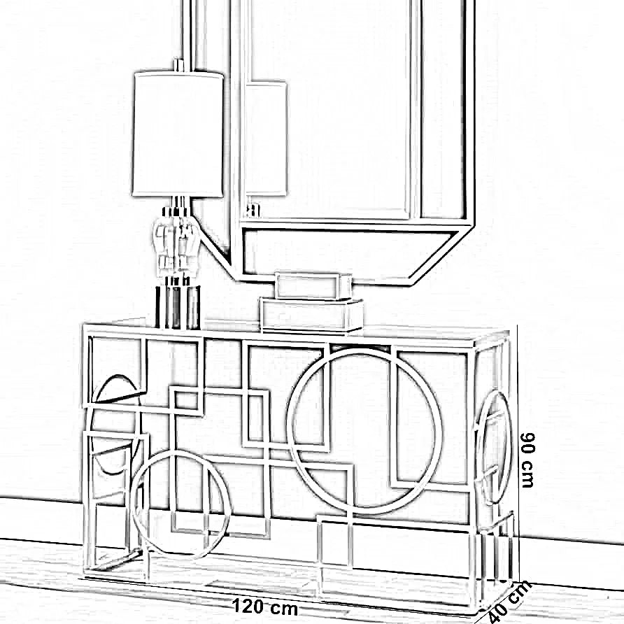 كونسول ستيل بسطح زجاج، 120*40*90 سم