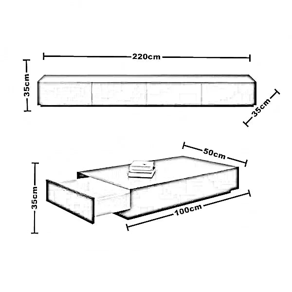 طقم ترابيزة تليفزيون مع ترابيزة قهوة، خشب ام دي اف - قطعتين