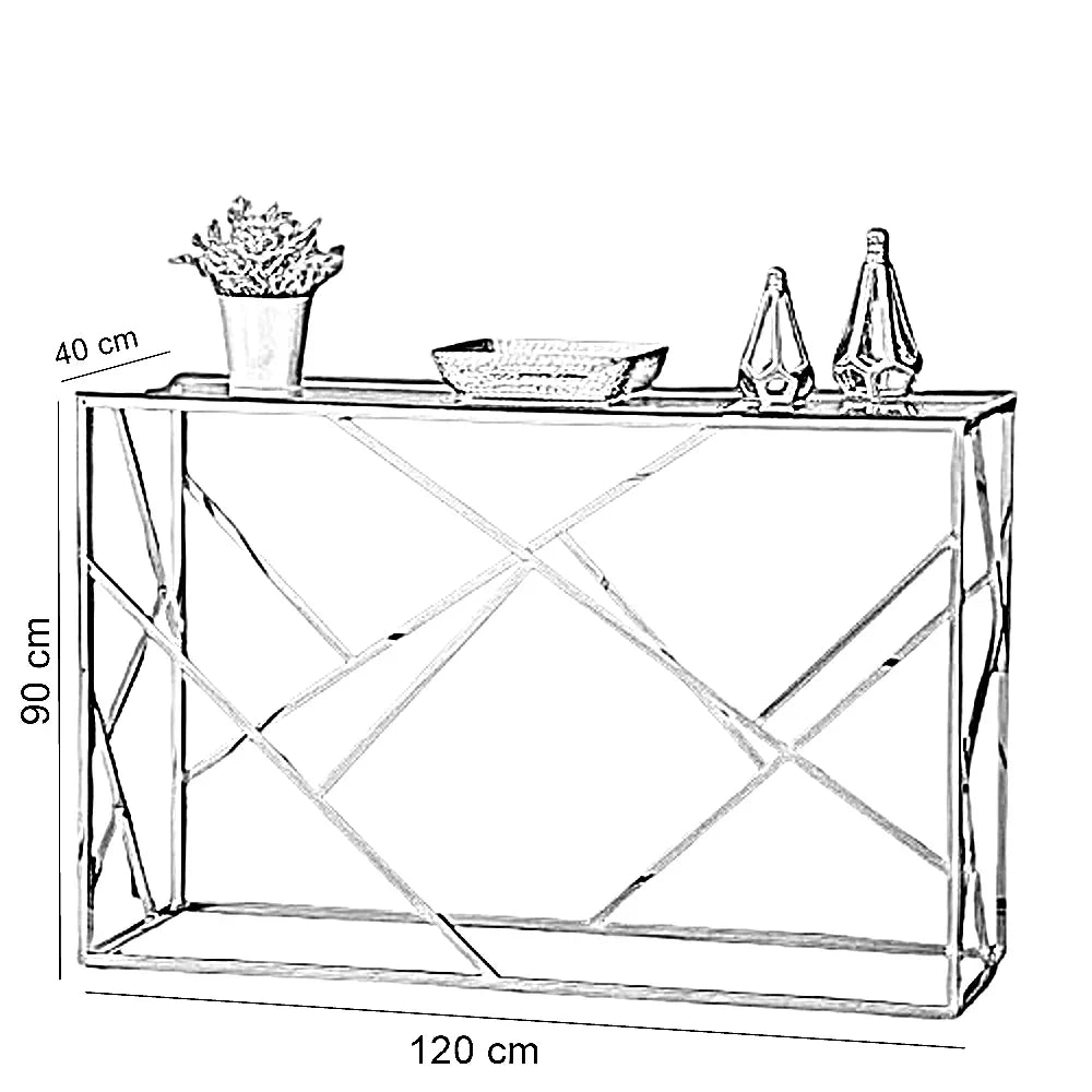 كونسول ستيل بسطح زجاجي، 40*120*90 سم