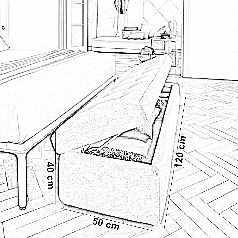 بانكيت بسحارة خشب زان أحمر، 120*50*40 سم