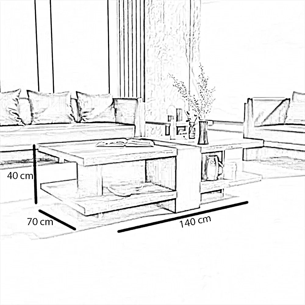 ترابيزة قهوة ام دي اف اسباني، 140*70*40 سم