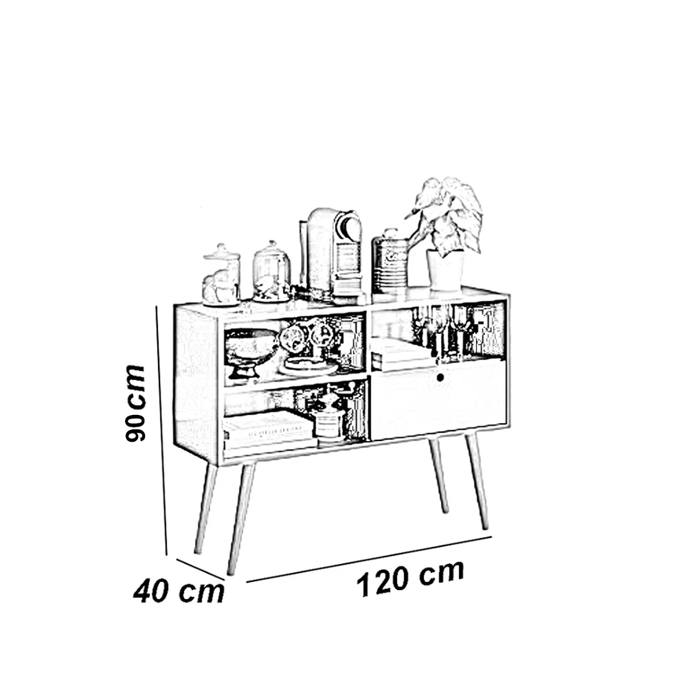 كوفي كورنر خشب ام دي اف، 120*40*90 سم