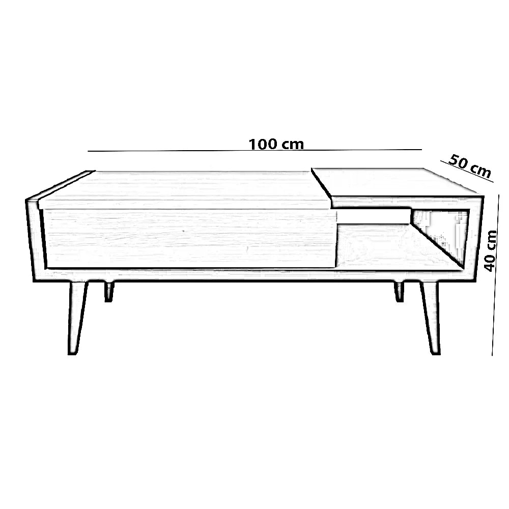ترابيزة قهوة ام دي اف اسباني، 100*50*40 سم