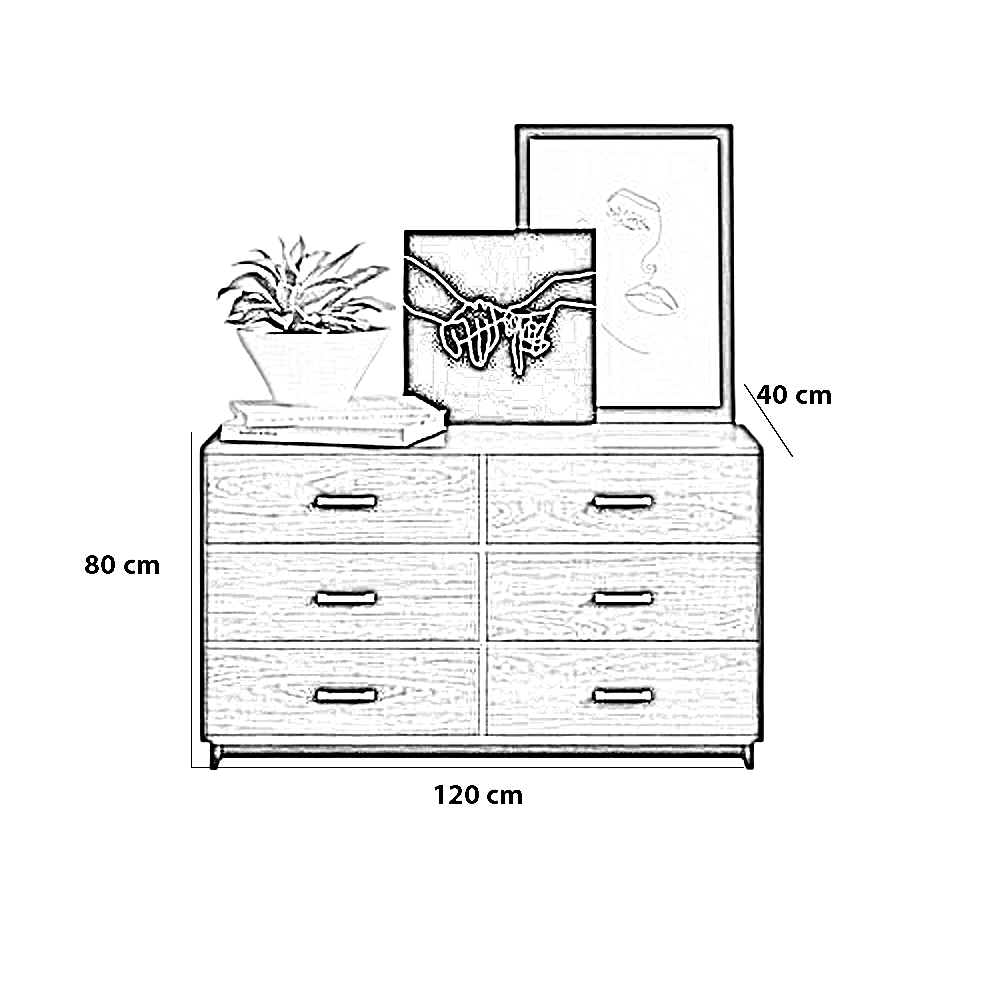وحدة أدراج خشب ام دي اف، 120*40*80 سم
