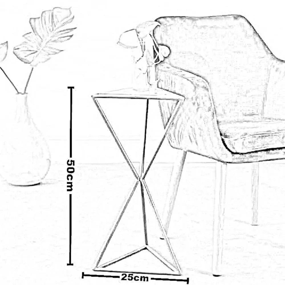 ترابيزة جانبية ستيل بسطح زجاج، 25*25*50 سم