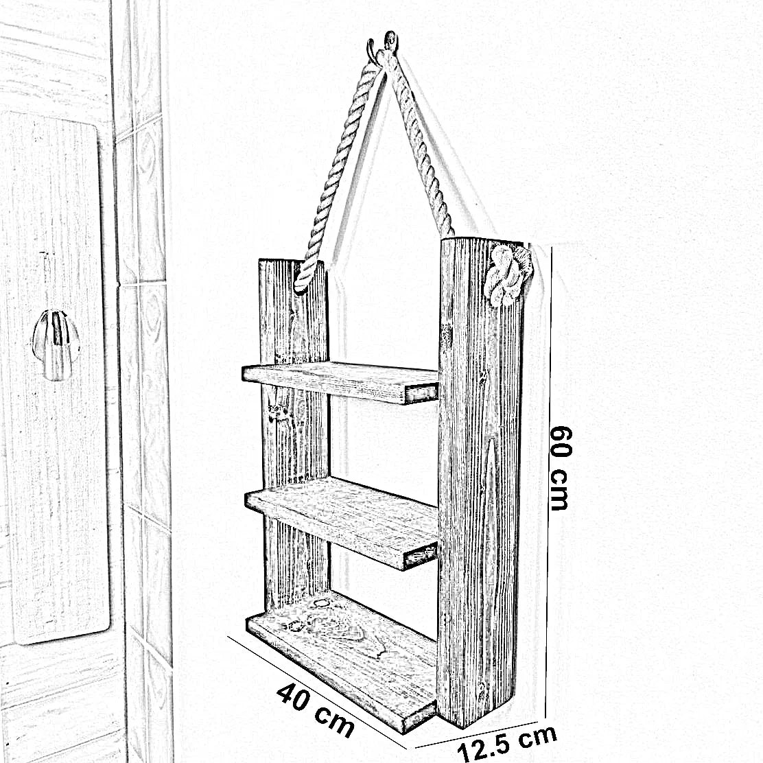 وحدة أرفف خشب موسكي، 40*12.5*60 سم