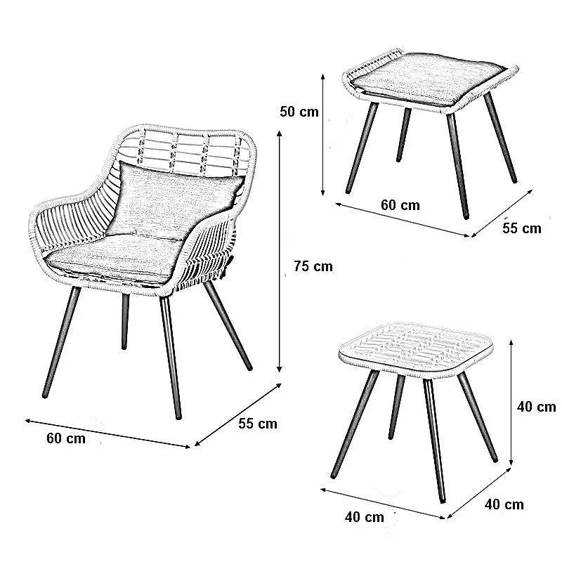 طقم خارجي ستيل وراتان، 5 قطع