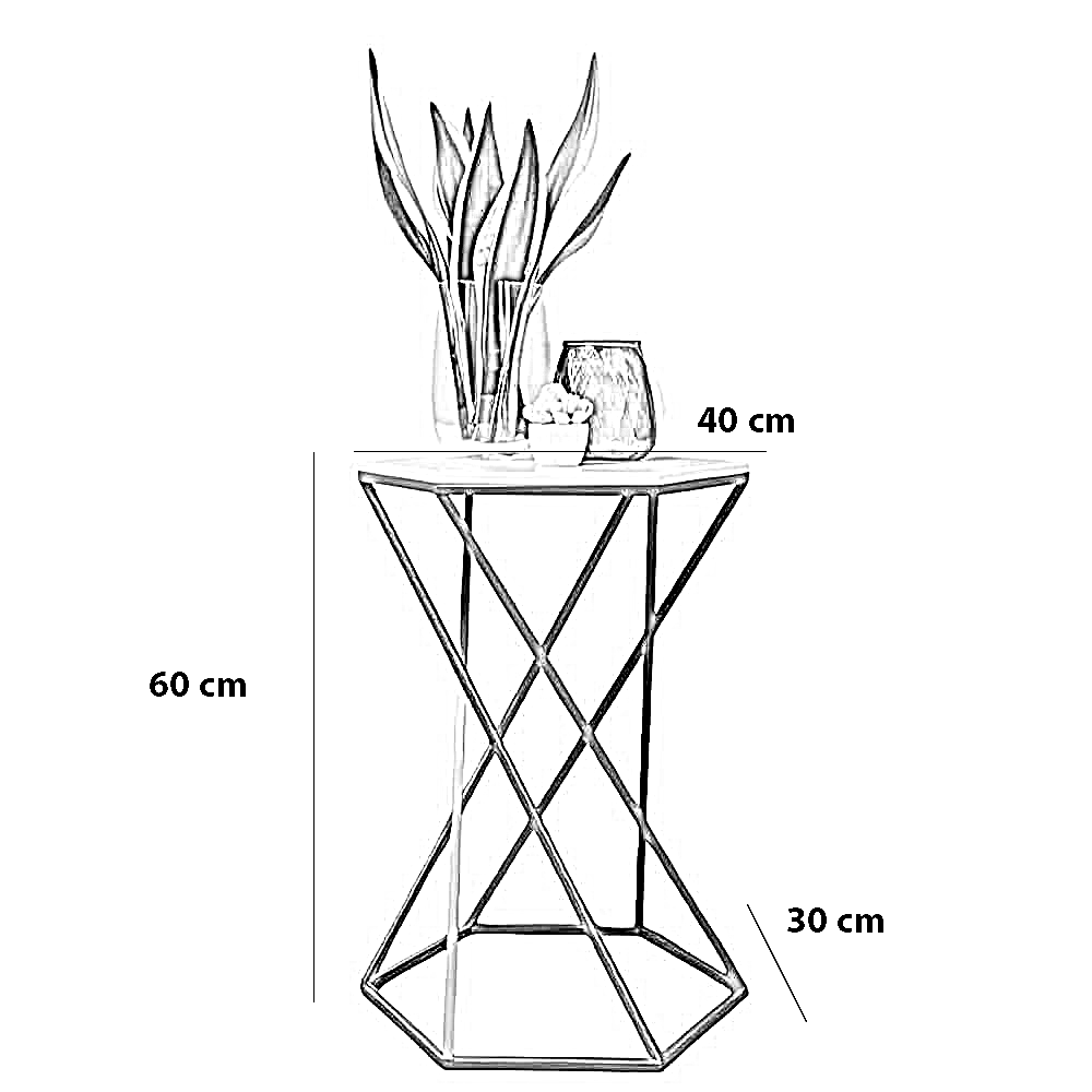 ترابيزة جانبية ستيل و رخام، 40*30*60 سم