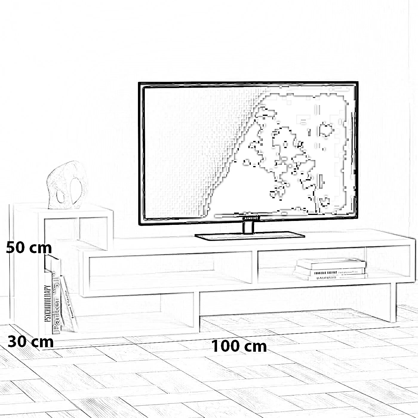 ترابيزة تليفزيون ام دي اف، 100*30*50 سم
