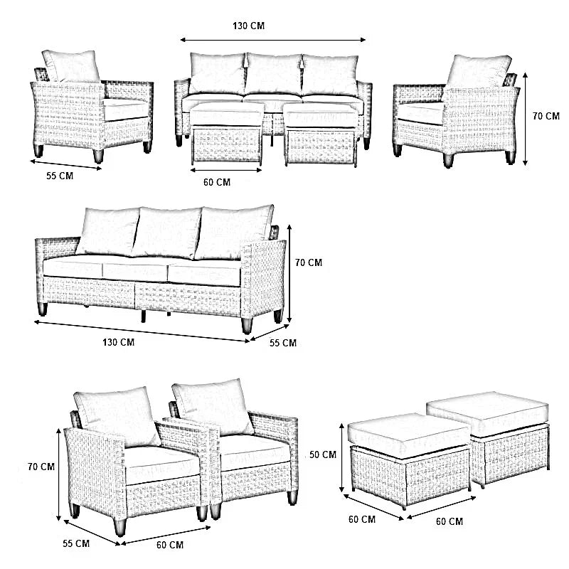 طقم خارجي ستيل و راتان، 5 قطع