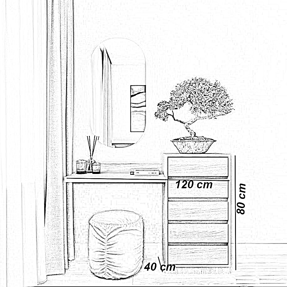 تسريحة خشب ام دي اف، 120*40*80 سم