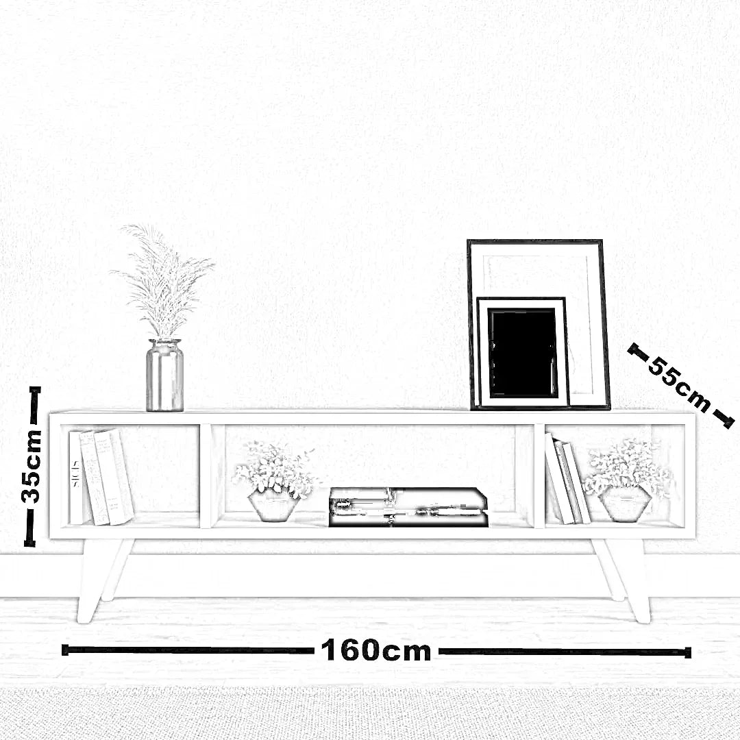 ترابيزة تليفزيون ام دي اف، 160*55*35 سم