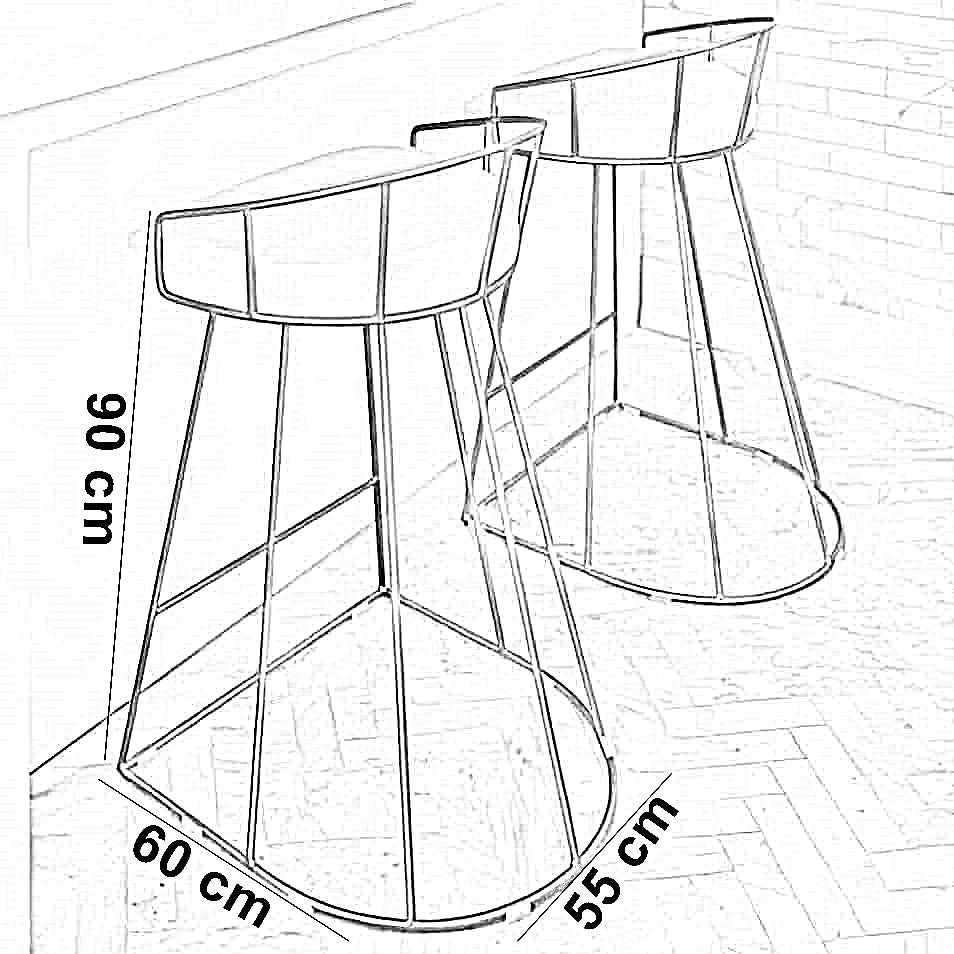 كرسي بار ستيل و جلد، 55*60*90 سم
