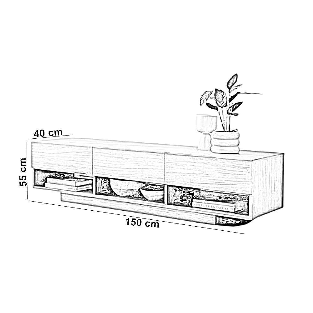 ترابيزة تليفزيون خشب كونتر، 150*40*55 سم