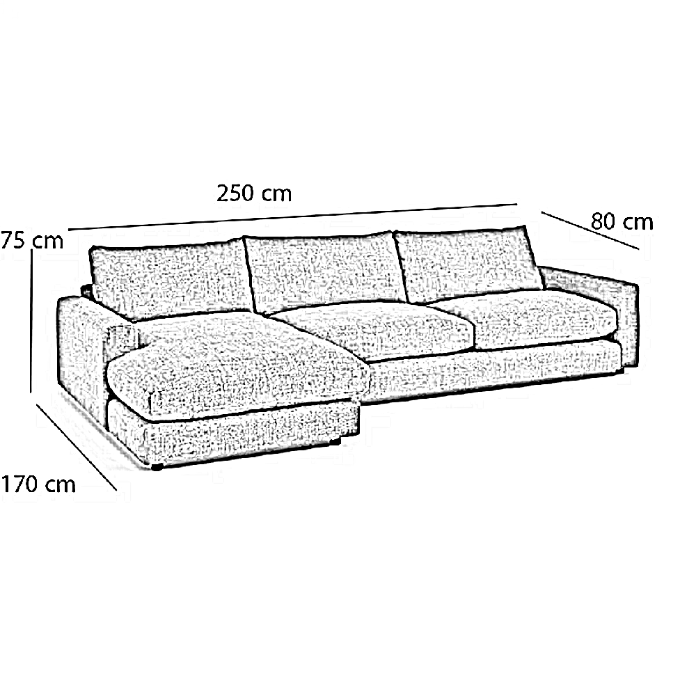 ركنة خشب زان، 250*170*75 سم