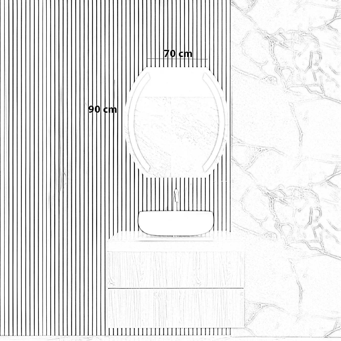 مرايا ليد، 70*90 سم