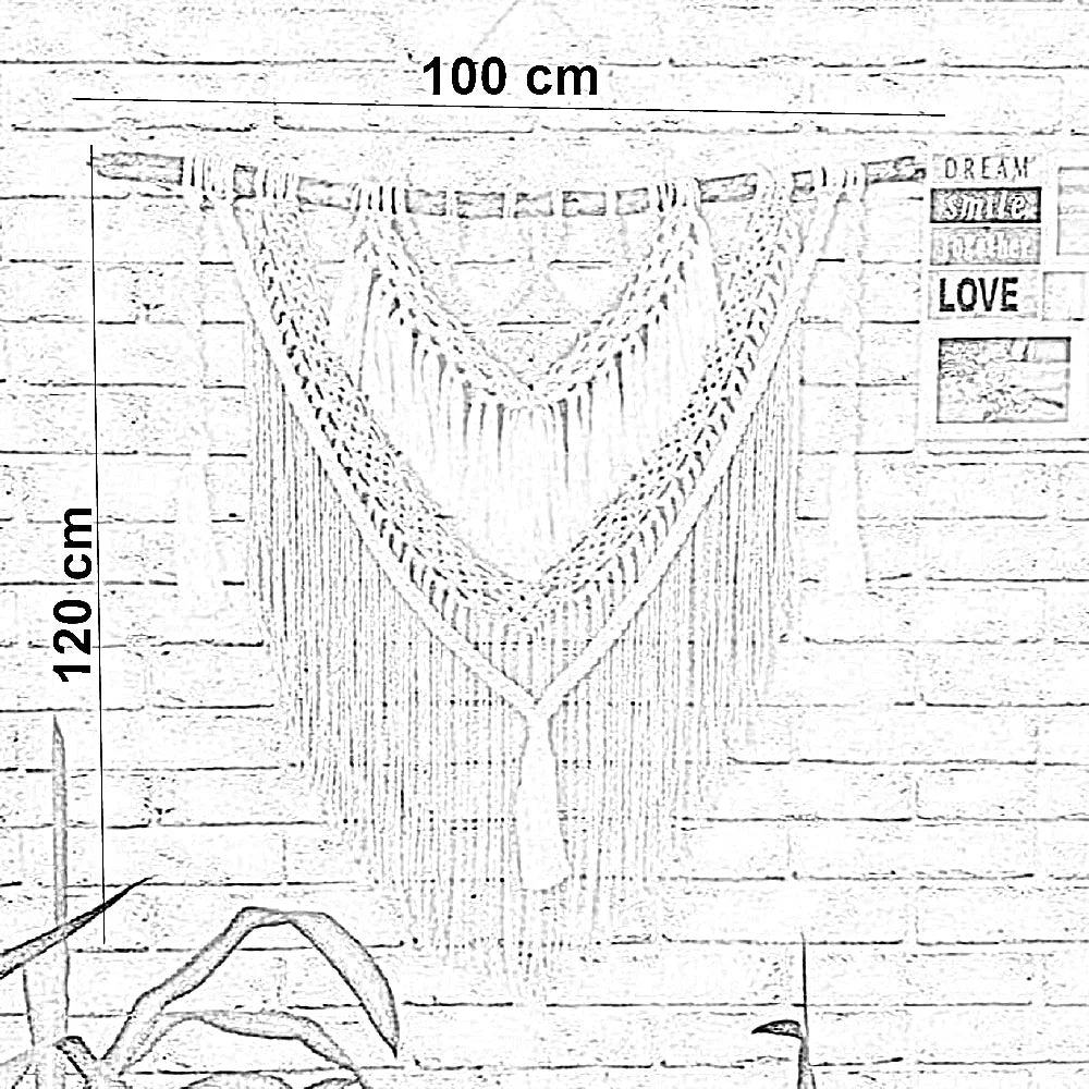 مكرمية حائط خشب، 100*120 سم
