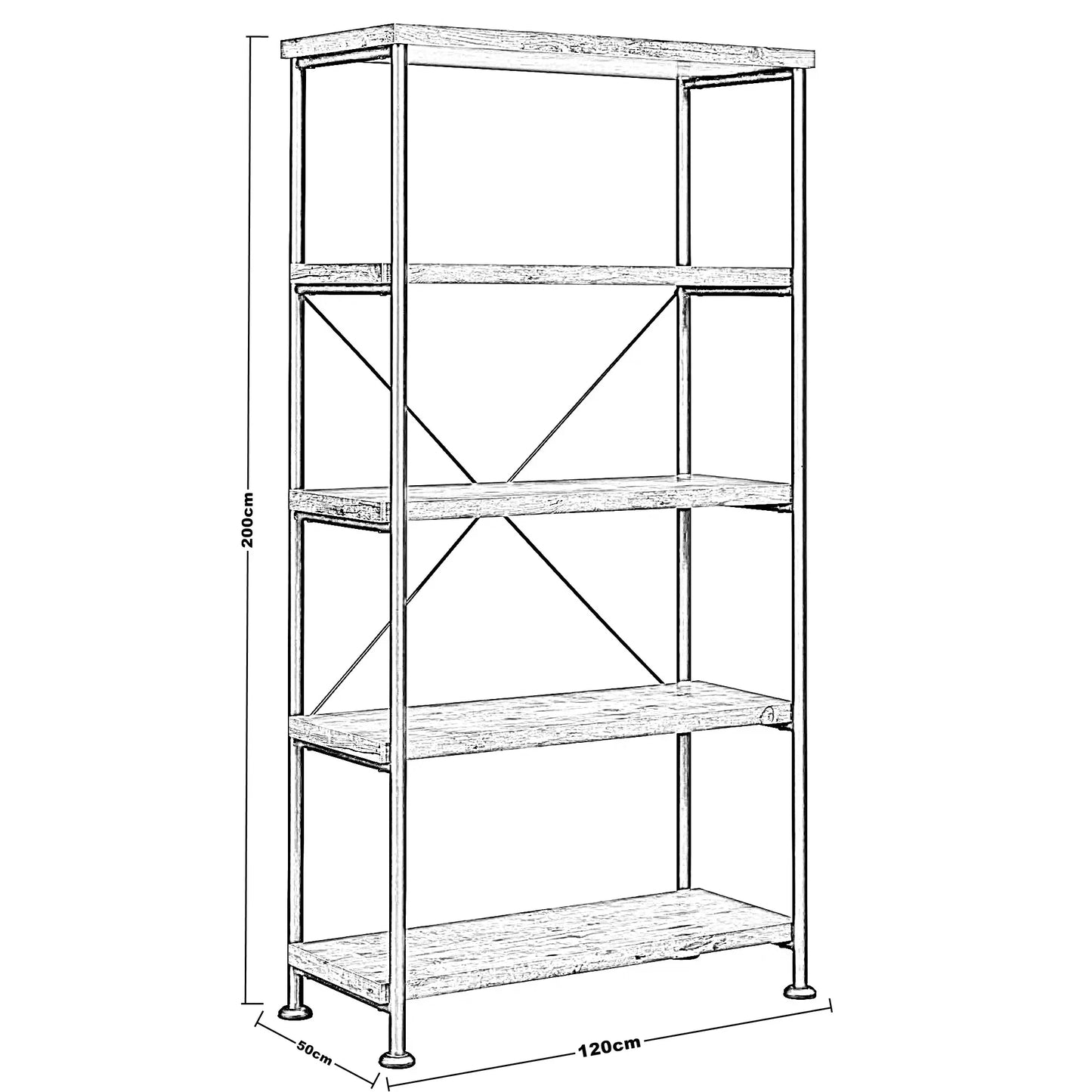 وحدة تخزين بأرفف خشبية، 120*50*200 سم