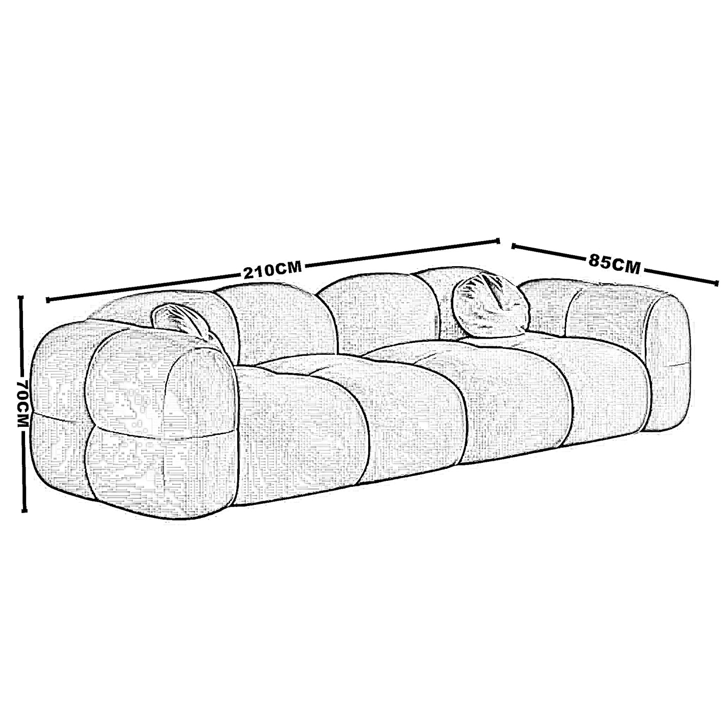 كنبة خشب طبيعي، 210*85*70 سم