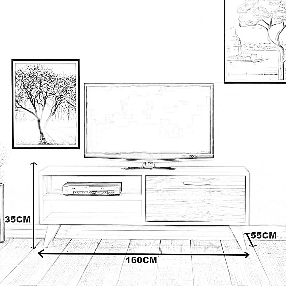 ترابيزة تليفزيون ام دي اف، 140*55*35 سم