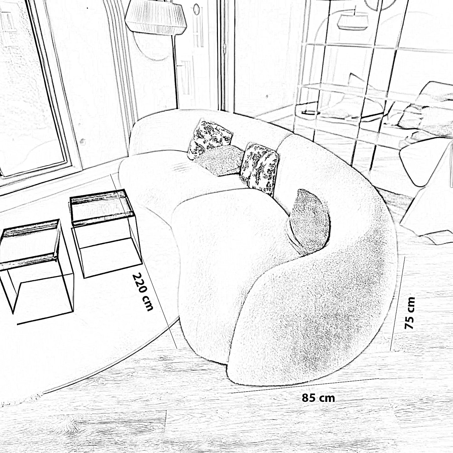 كنبة خشب طبيعي، 220*85*75 سم