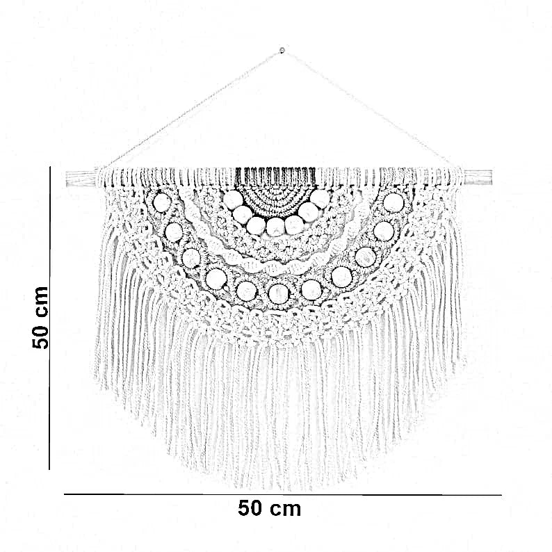 مكرمية حائط خشب، 50*50 سم
