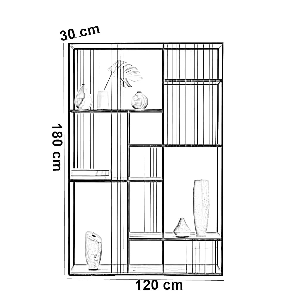 وحدة أرفف ستيل و ام دي اف، 120*30*180 سم