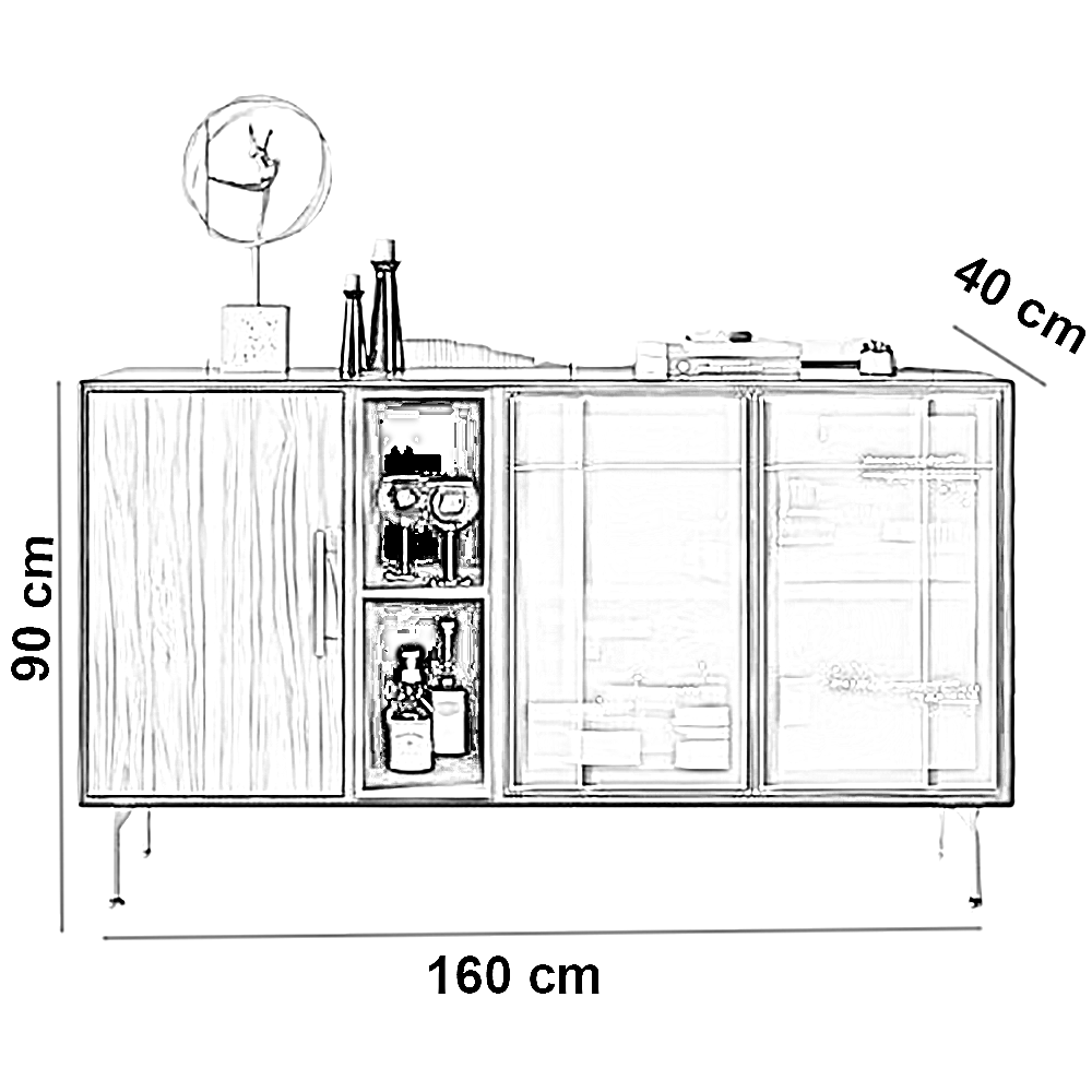 بوفيه خشب ام دي اف، 160*40*90 سم