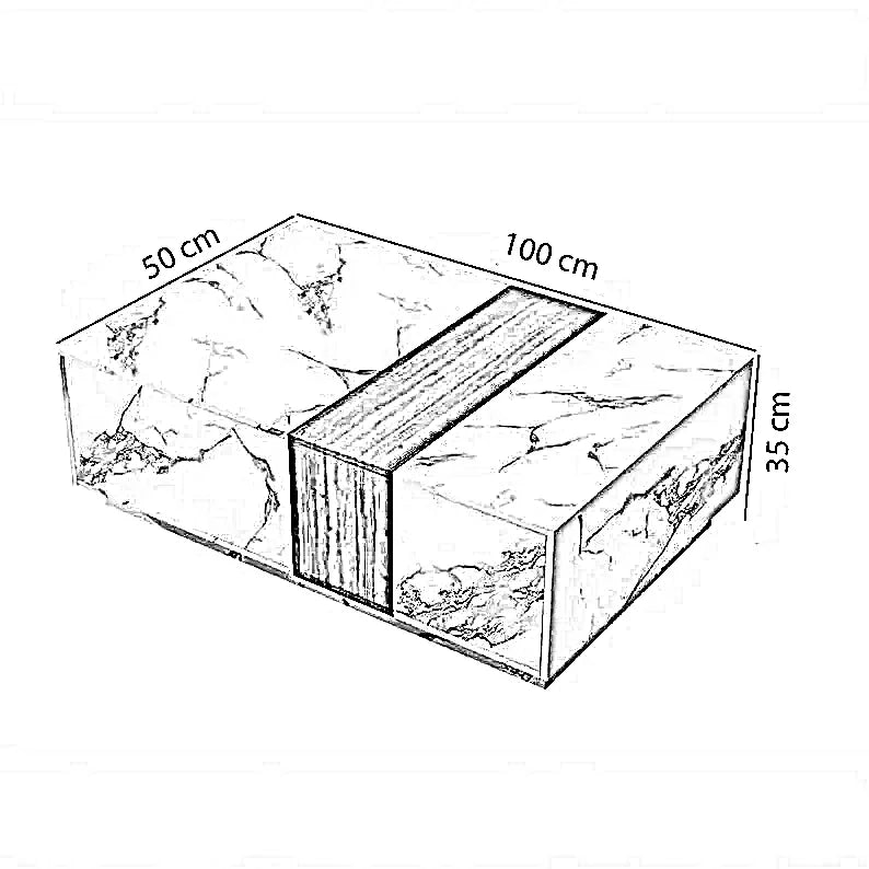 ترابيزة قهوة ام دي اف اسباني، 100*50*35 سم