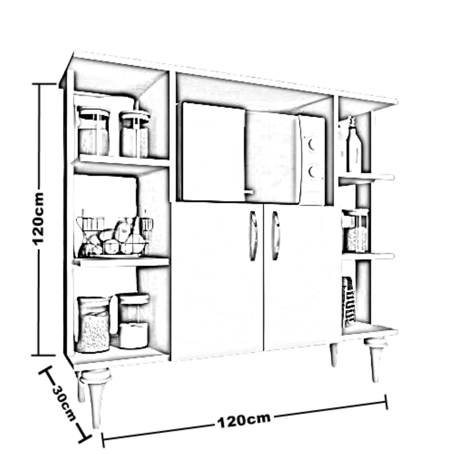 وحدة تخزين للمطبخ، خشب ام دي اف ، 120*30*120 سم