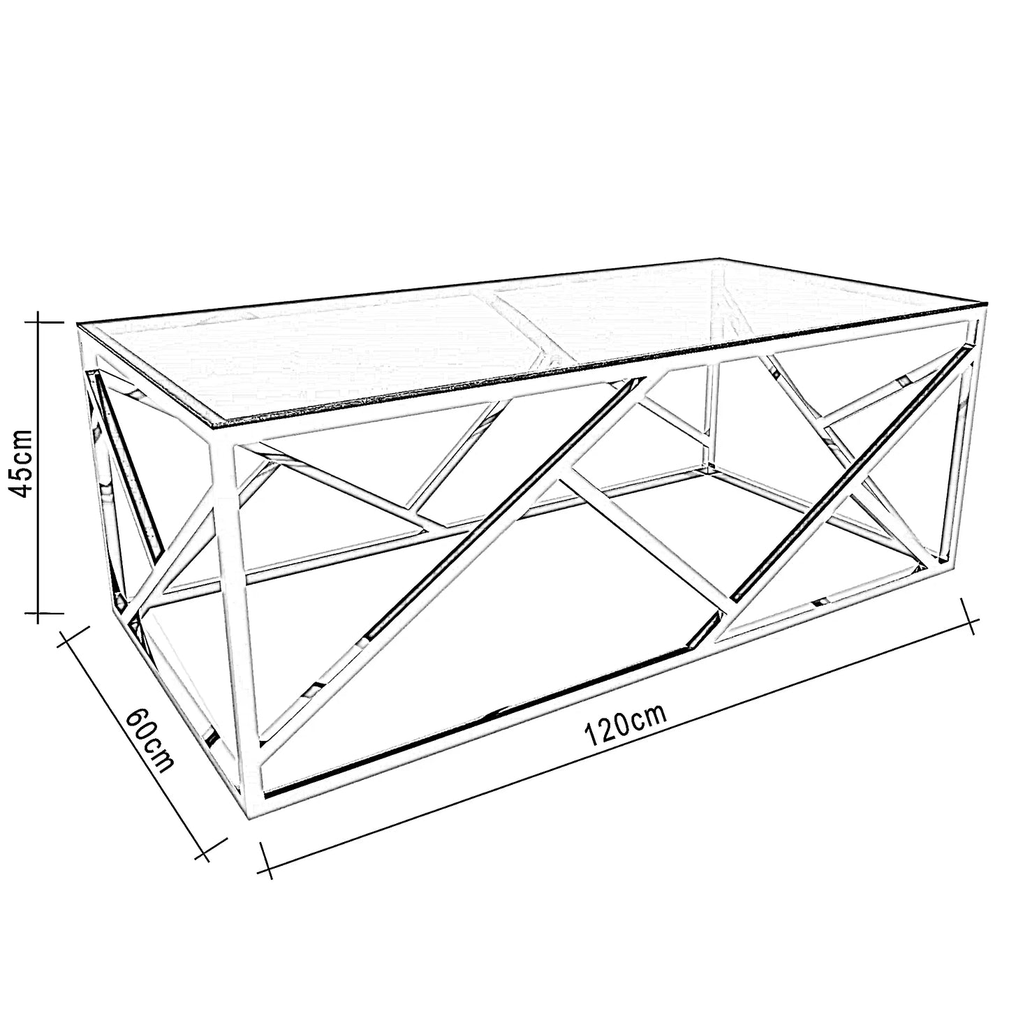 ترابيزة قهوة ستيل، 120*60*45 سم