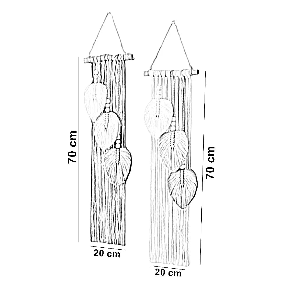مكرمية حائط خشب، 70*20 سم - قطعتين