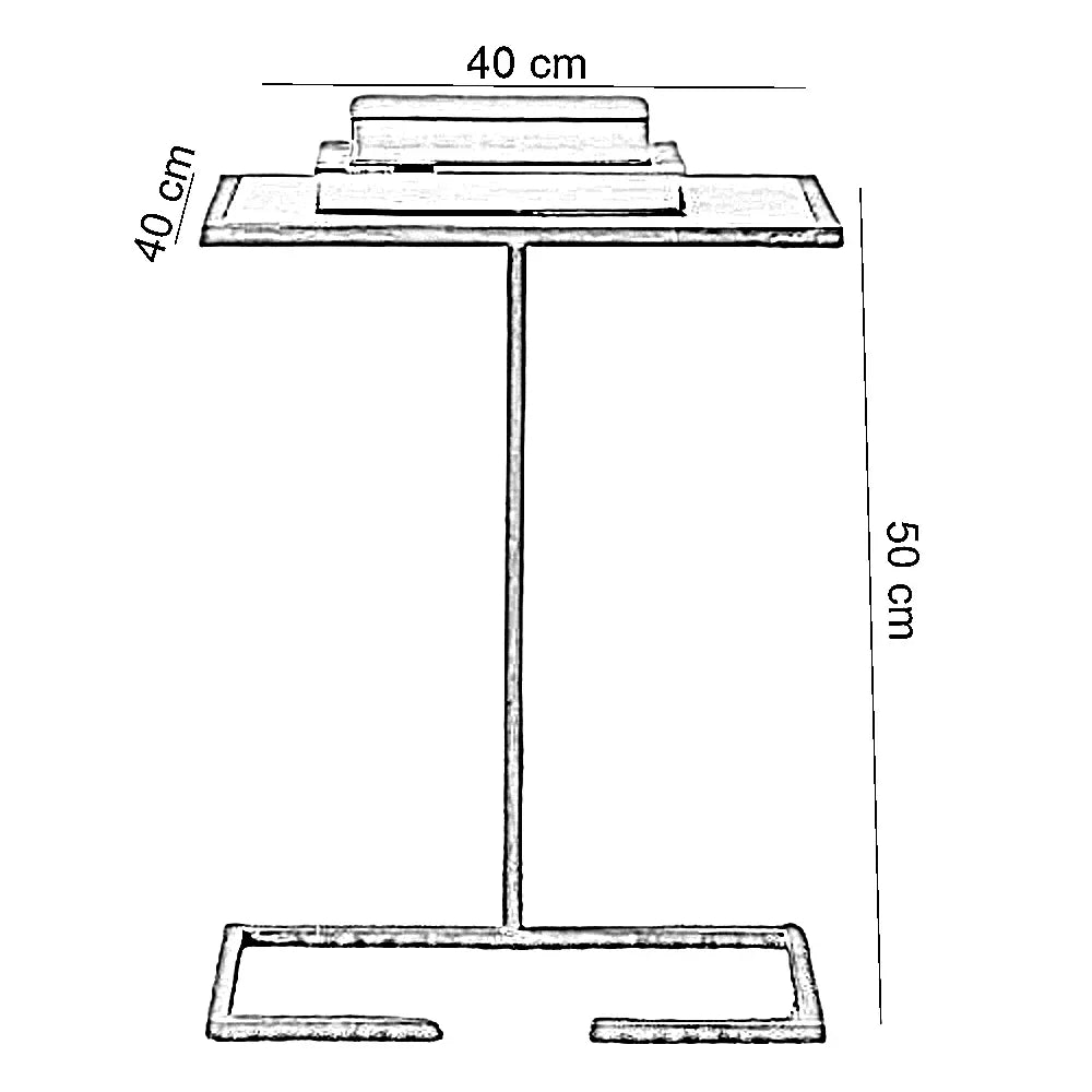 ترابيزة جانبية معدن بسطح زجاج، 40*40*50 سم