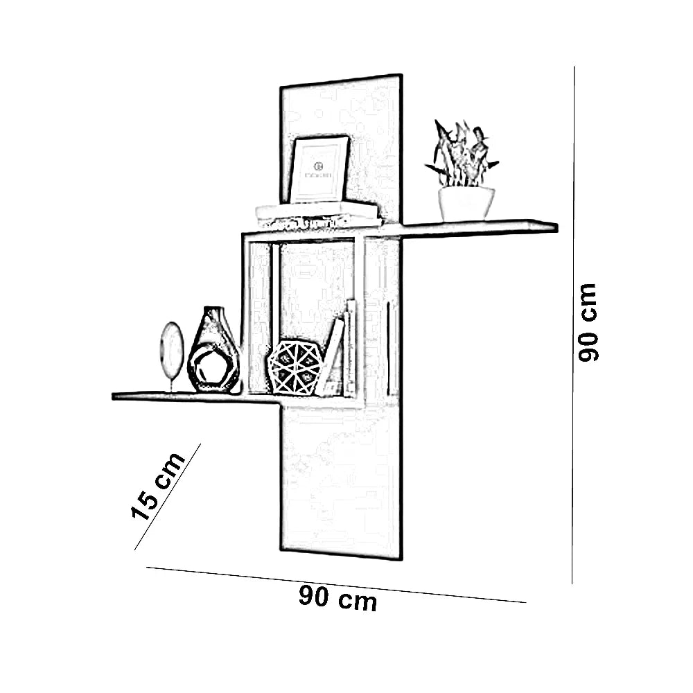 رف حائط ام دي اف، 90*15*90 سم