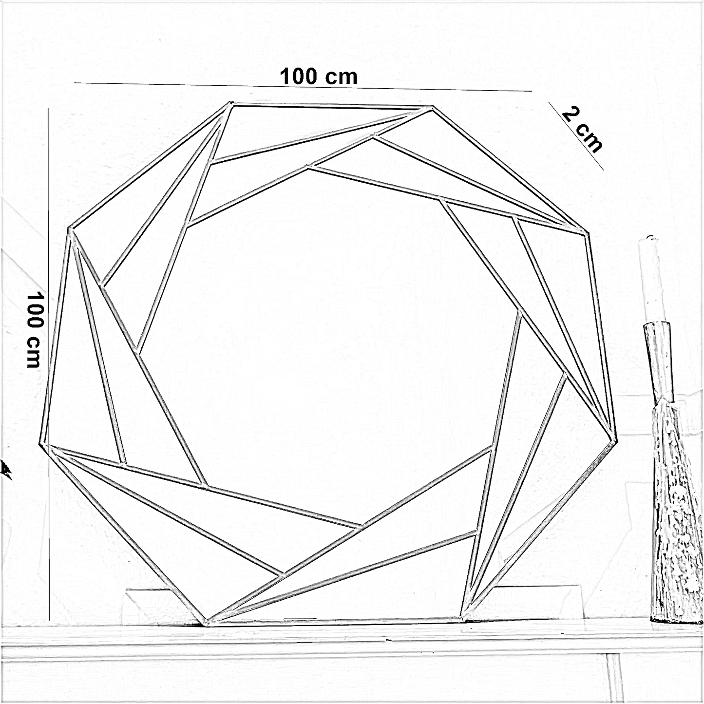 مرايا حائط بإطار خشب، 100*2*100 سم