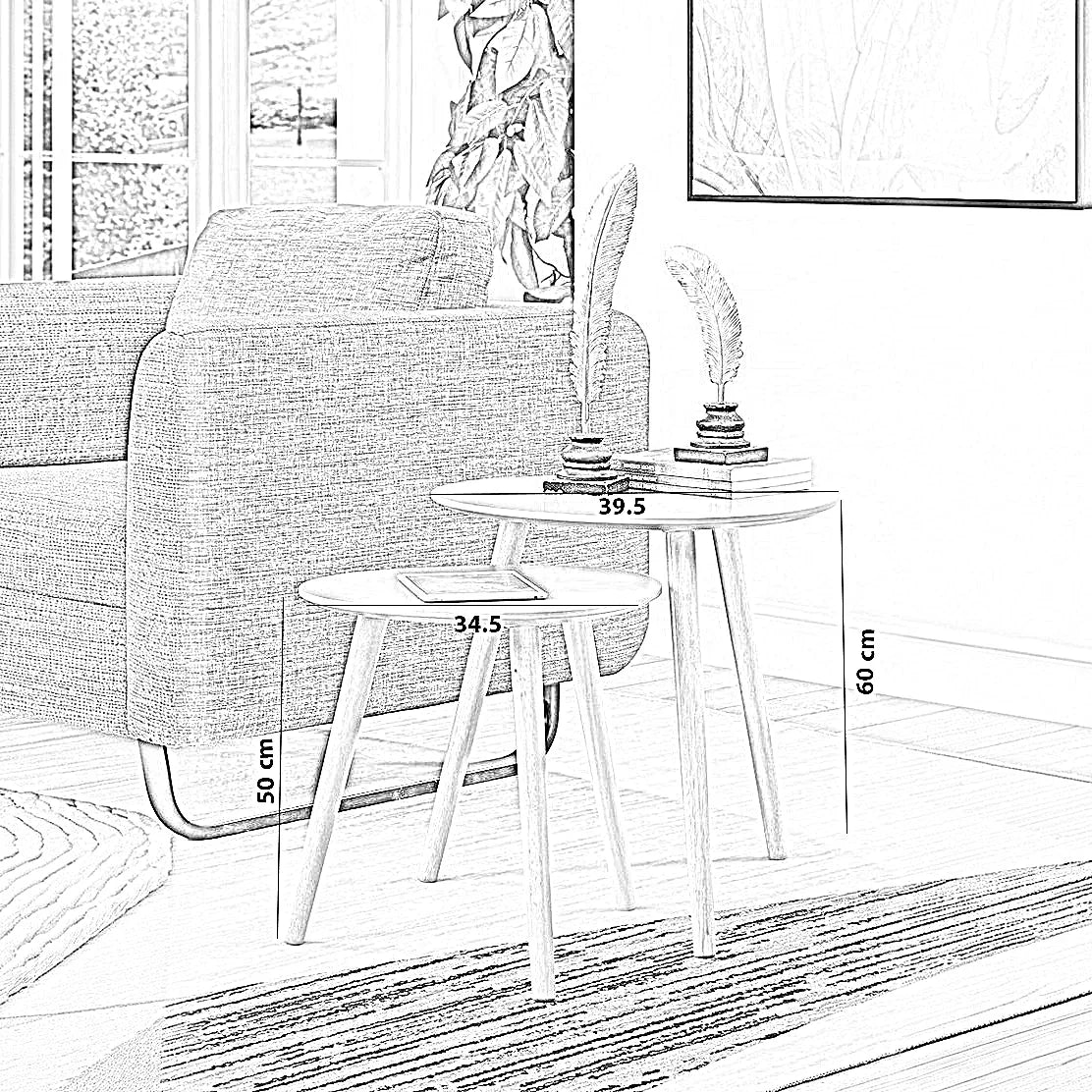 طقم ترابيزات جانبية خشب ام دي اف و موسكي، قطعتين