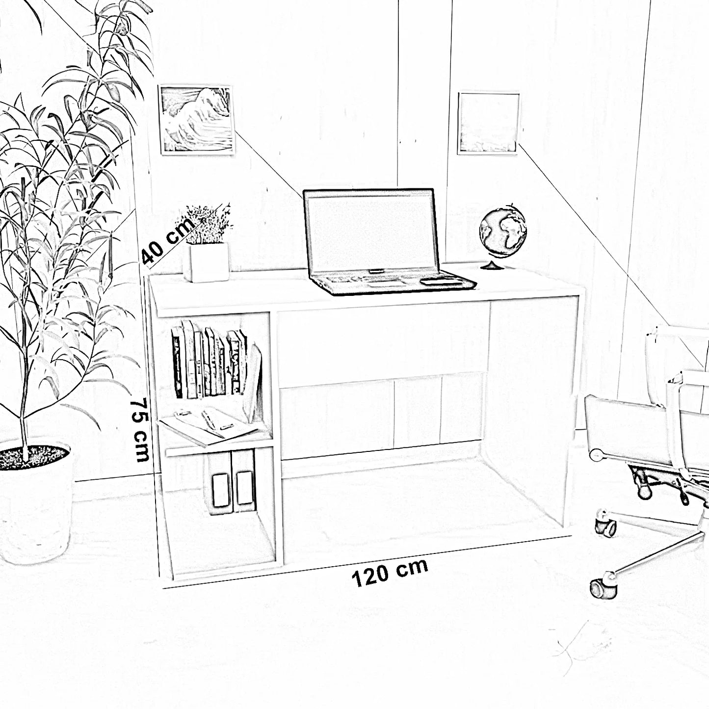 مكتب ام دي اف، 120*40*75 سم