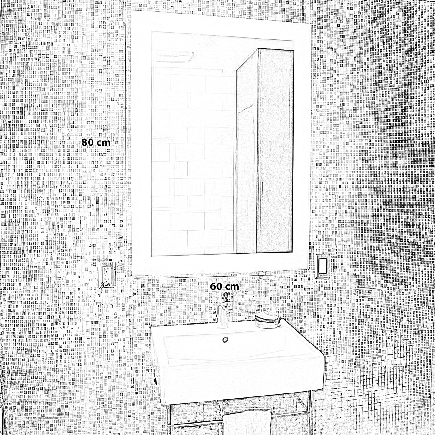 مرايا حمام ليد، 60*80 سم