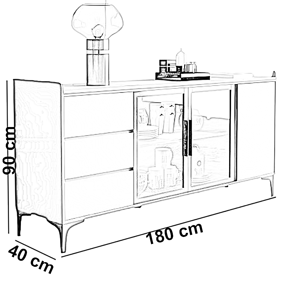 بوفيه خشب ام دي اف، 180*40*90 سم