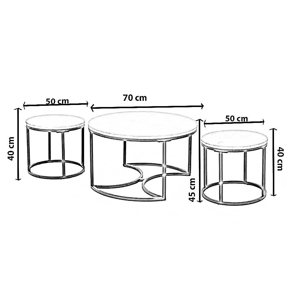 طقم ترابيزة قهوة ستيل، 3 قطع