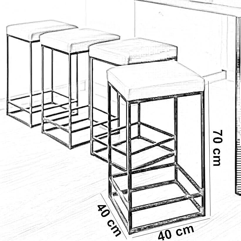 كرسي بار ستيل و جلد، 40*40*70 سم
