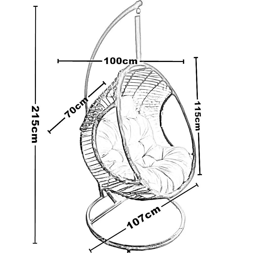 أرجوحة معدن و راتان، 100*70*115 سم